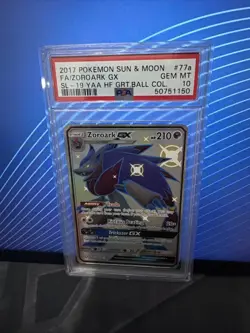 2017 POKEMON S&M SHINING LEGENDS #77a FA/ZOROARK GX SL-19 YAA.HF.GRT.BALL PSA 10 - Image 1