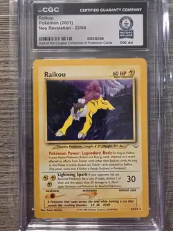 Pokemon CGC Guinness World Record 1/1 2001 Neo Revelation Raikou #22 - Image 1
