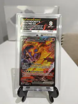 Team Rocket's Moltres ex 229/182 Destined Rivals UPC ACE NM-MT 8 Graded Pokemon - Image 1