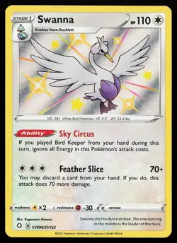 Swanna SV096/SV122 Shiny Holo Rare Shining Fates Pokemon Card - Image 1