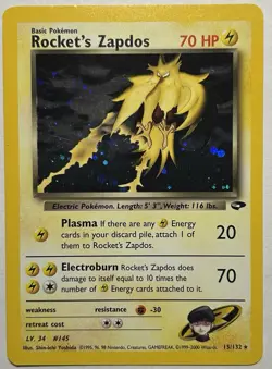 Rockets Zapdos Gym Challenge Holo Card 15/132 Unlimited - Image 2