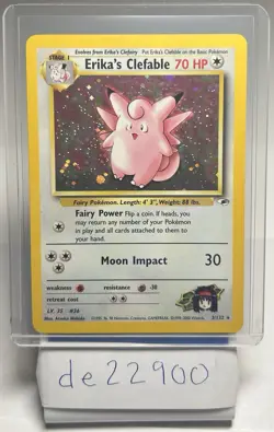 Pokemon TCG Erika's Clefable Gym Heroes Holo Rare Card 3/132 - Image 1