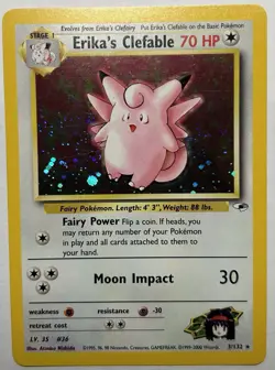 Pokemon TCG Erika's Clefable Gym Heroes Holo Rare Card 3/132 - Image 2