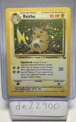 Pokemon TCG Raichu Fossil Holo Rare Card 14/62 Unlimited Vintage - Image 1