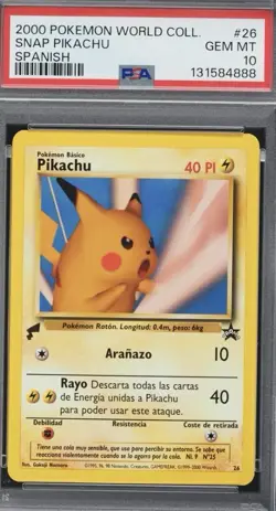 Pokemon Pikachu SNAP Promo World Collection Spanish PSA 10 Card 26 40 HP - Image 1