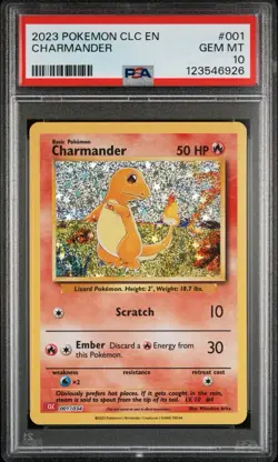 PSA 10 💎 Charmander 001 English CLC 2023 Pokemon Trading Card Game Classic - Image 1