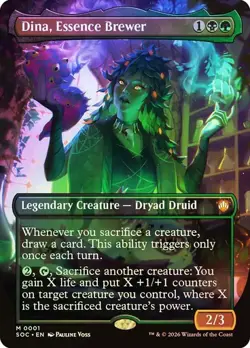 NM Borderless Foil Dina, Essenece Brewer, MTG, Strixhaven Commander, Magic, 1 - Image 1