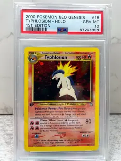 PSA 10 GEM MINT Typhlosion 18/111 HOLO RARE Neo Genesis 1ST EDITION Pokemon Card - Image 1