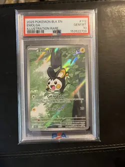 2025 POKEMON BLK EN-BLACK BOLT ILLUSTRATION RARE #112 EMOLGA PSA 10 - Image 1