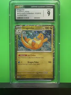 Pokemon TCG 2025 McDonald's Dragonite 012/015 CGC 9 Promo Holo Rare Card - Image 1