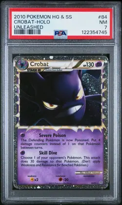 2010 POKEMON HEARTGOLD & SOULSILVER UNLEASHED #84 CROBAT-HOLO PSA 7 - Image 1