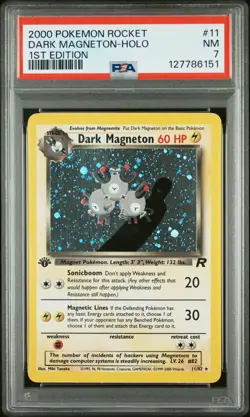 2000 POKEMON ROCKET 1ST EDITION #11 DARK MAGNETON-HOLO PSA 7 - Image 1