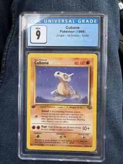 CGC 9 Cubone Pokemon TCG Jungle 1st Edition 50/64 Basic 1999 Regular - Image 1