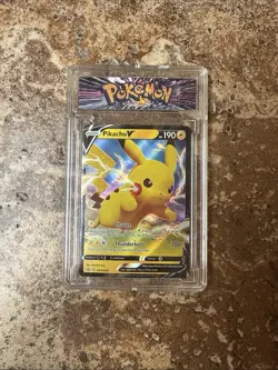 Pokemon Pikachu V: Sword & Shield SWSH061 Black Star Promo Full Art Slab - Image 1