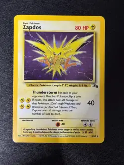 Zapdos 15/62 Fossil Set HOLO/FOIL RARE Unlimited Pokemon WOTC TCG 1999 LP/MP - Image 1