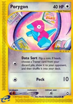 Moderately Played, English - 1 x Pokemon Porygon - 103a/147 - Common Aquapolis - Image 1
