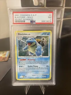 Carta Pokemon Blastoise Dp Secret Wonders Holobleed Psa 7 NM Error Misprint - Image 1