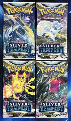 Pokemon 2022 Sword & Shield Silver Tempest Booster Pack Lot X4 Artset SwSh Nm M - Image 1