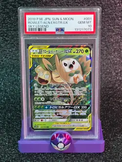2019 Rowlet Alolan Exeggutor GX 001/054 PSA 10 Pokemon Sun & Moon Sky Legend - Image 1