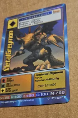 Digimon MetalGreymon DW-01 LP Rare Holo Card PlayStation Promo Bandai 1999 NICE - Image 3