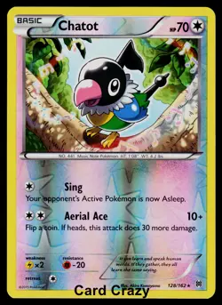 Chatot 128/162 Reverse Holo - XY - BREAKthrough Pokemon Card [Near Mint] - Image 1