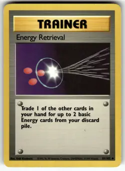 Energy Retrieval 081/102 Base Set LP Pokemon Card TCG - Image 1