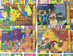 Pokemon Vintage Pocket Monsters Vending HOLO Prism (4x) Stickers 1998 Nintendo - Image 1