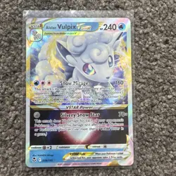 Pokemon TCG Alolan Vulpix Vstar Silver Tempest 034/195 Holo Ultra Rare - Image 1