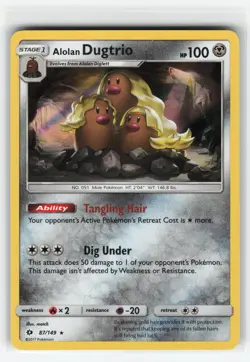 ALOLAN DUGTRIO 87/149 SUN MOON BASE HOLO RARE POKEMON TCG NM - Image 1
