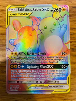 Raichu & Alolan Raichu GX (241/236) Unified Minds Tag Team Full Art Pokemon Card - Image 1