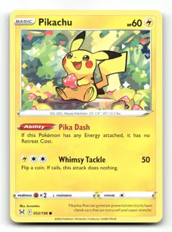 Pikachu 052/196 - Lost Origin - Pokemon Card NM/M - Image 1