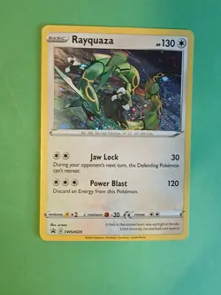 Pokemon Sword & Shield Rayquaza SWSH 029 Promo Card Black Star Holo - Image 1