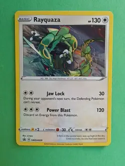 Pokemon Sword & Shield Rayquaza SWSH 029 Promo Card Black Star Holo - Image 3