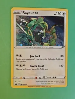 Pokemon Sword & Shield Rayquaza SWSH 029 Promo Card Black Star Holo - Image 4