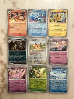 Prismatic Evolutions Complete 9 Card Eeveelution Reverse Holo Set Pokemon TCG - Image 1