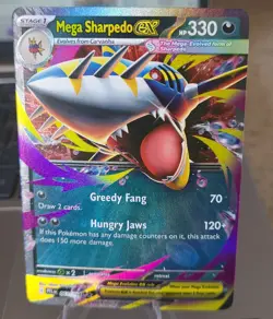 Mega Sharpedo ex 061/094 Me02: Phantasmal Flames Holo Pokemon Card Ultra Rare NM - Image 1