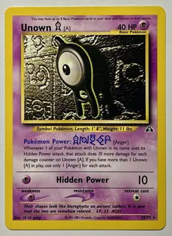 Unown (A) 33/75 (NM) Unlimited Common Neo Discovery 2001 WOTC Pokemon Card - Image 1