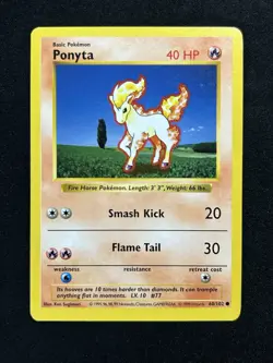 Ponyta 60/102 Shadowless Base Set Pokemon Card - Image 1