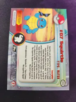 Squirtle #7 HOLO FOIL Topps Trading Cards Series 1 Pokemon Near Mint - Image 2