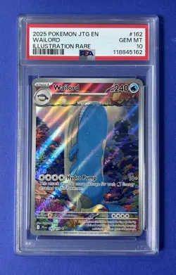 2025 Pokemon JTG EN Wailord Illustration Rare #162 PSA 10 GEM MT - Image 1