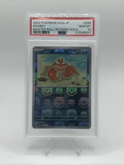 2023 Pokemon SV2A Japanese Master Ball Reverse Holo #098/165 Krabby PSA 10 - Image 1