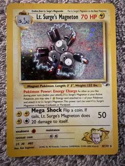 Pokemon TCG Lt. Surge's Magneton 008/132 Gym Heroes Holo Rare 70 HP - Image 1