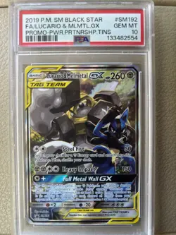 Pokemon TCG Lucario & Melmetal GX SM192 Tag Team Promo Card PSA 10 Gem MT - Image 1