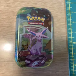 Pokemon TCG Scarlet & Violet Prismatic Evolutions Sealed Mini Tin - Espeon - Image 1