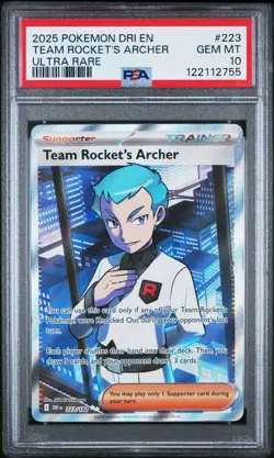 2025 Pokemon Destined Rivals Team Rocket's Archer Ultra Rare #223/182 PSA 10 - Image 1