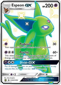 Espeon GX SV60/SV94 Shiny GX Rare Hidden Fates Shiny Vault Pokemon Mint - Image 1