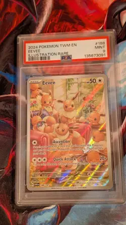 2024 POKEMON TWM EN-TWILIGHT MASQUERADE ILLUSTRATION RARE #188 EEVEE PSA 9 - Image 2