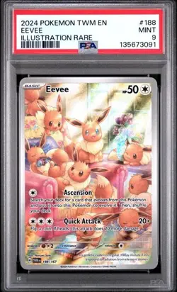 2024 POKEMON TWM EN-TWILIGHT MASQUERADE ILLUSTRATION RARE #188 EEVEE PSA 9 - Image 4