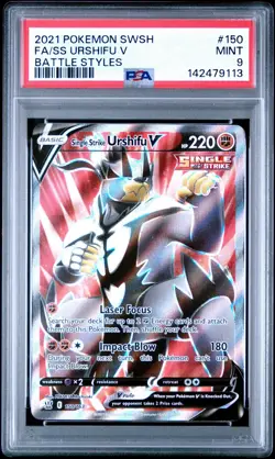 2021 POKEMON SWORD & SHIELD BATTLE STYLES #150 FA/SS URSHIFU V PSA 9 - Image 1