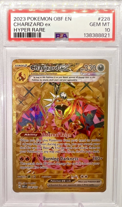 PSA 10 Charizard ex 228/197 Gold Hyper Rare Pokemon SV03: Obsidian Flames Holo - Image 3
